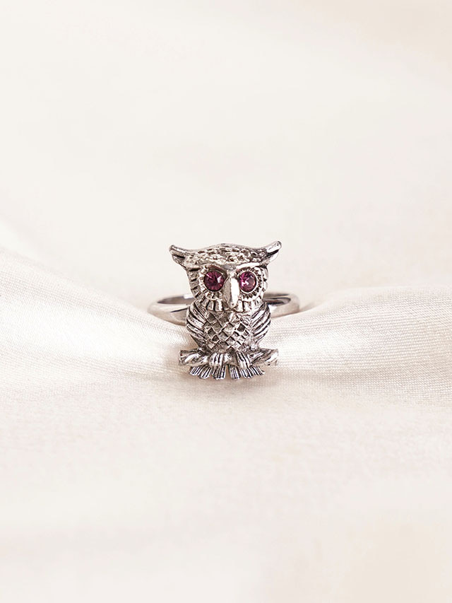 [Sarah cov] silver owl ring