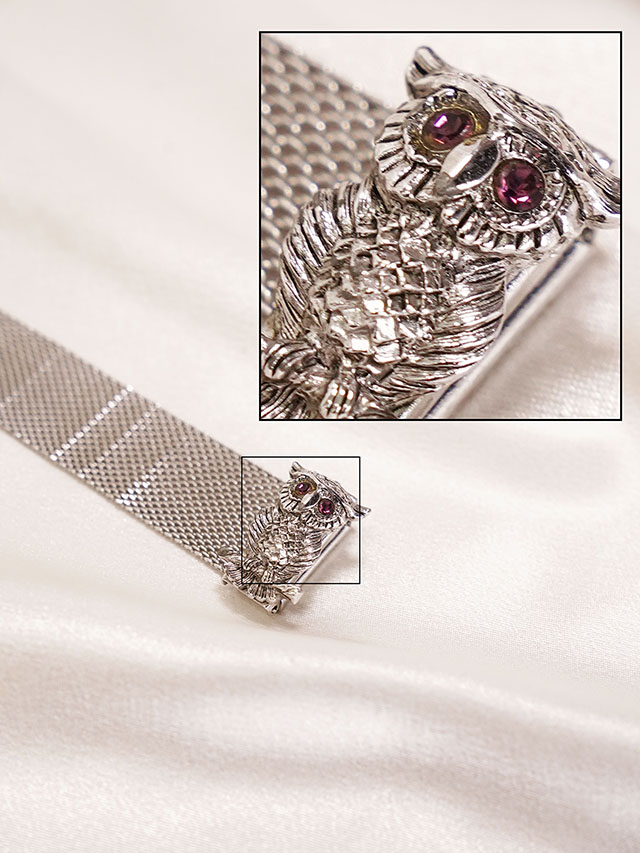 [Sarah cov] silver owl mesh-band bracelet